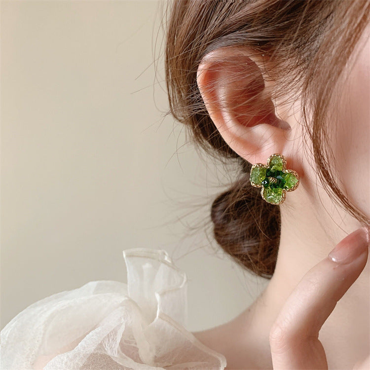 Women's Gradient Zircon Jasmine Flower For Niche Design Simple Fashion Earrings