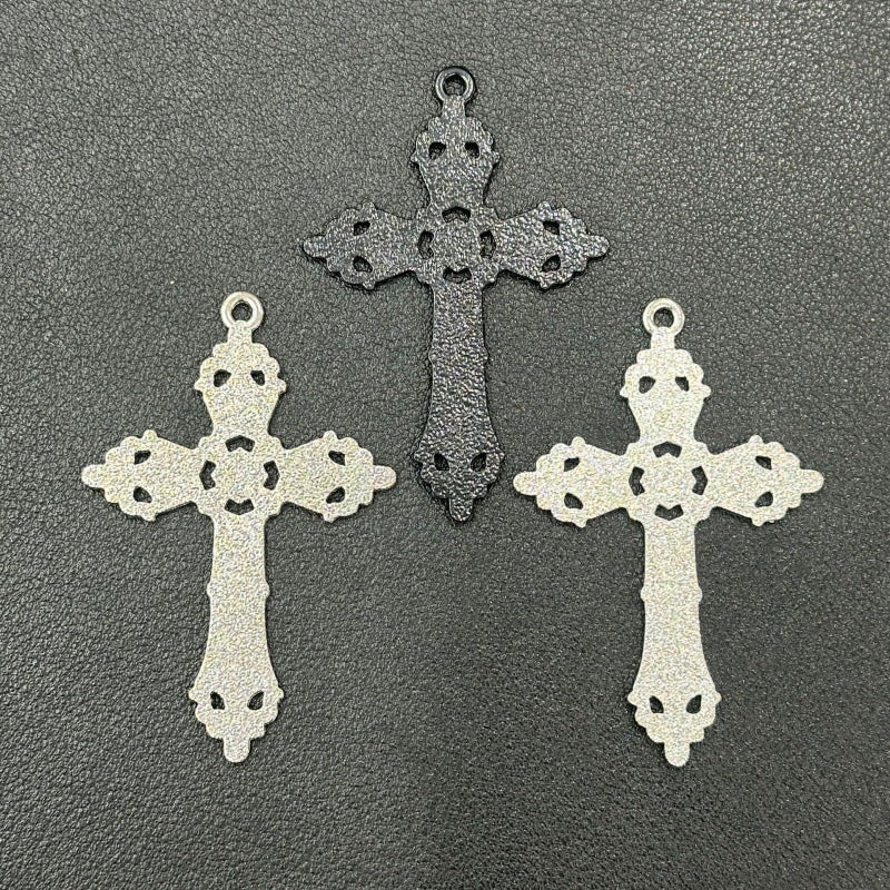 Men's Retro Antique Sier Ancient Rattan Pattern Cross Clothing Pendant