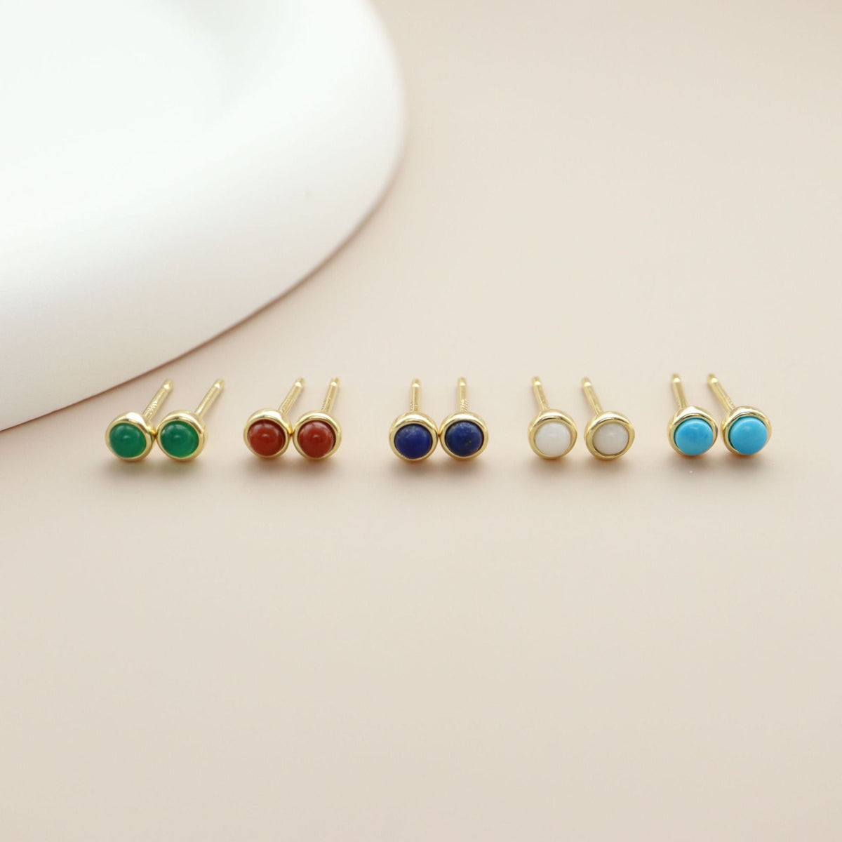Women's & Men's Sterling Sier Multicolor Natural Stone Simple Earrings