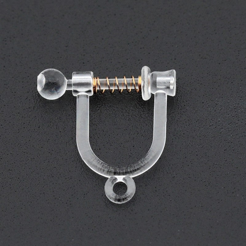 Handmade Change Transparent Resin Pearls U-shaped Ear Clip