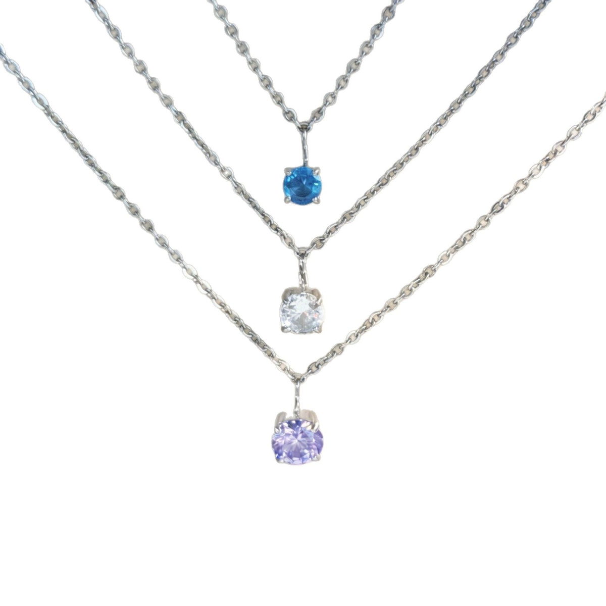Luxury Simplicity Stylish Round Gold-plated Stainless Steel Colorful Crystals Pendants