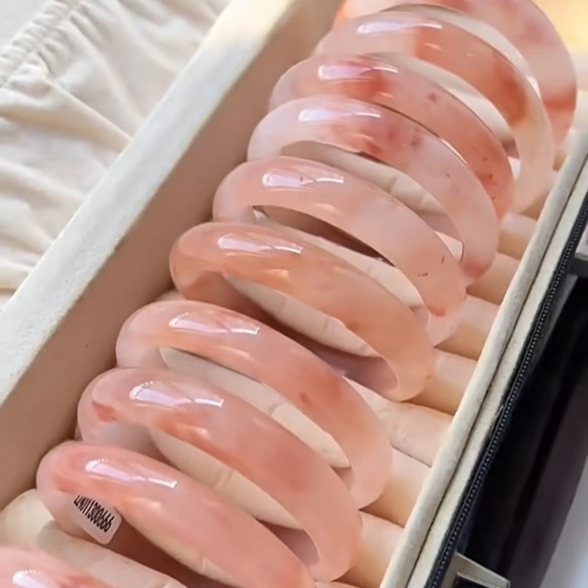Natural Jade Peach Fermentation Pink Heart Bracelets