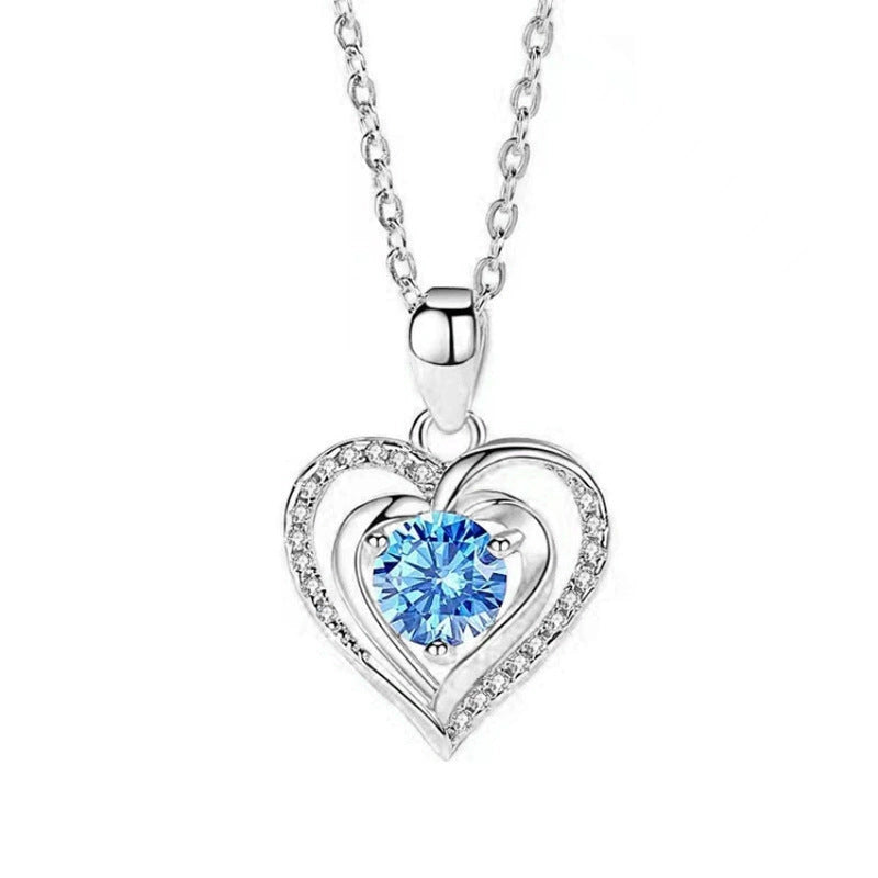 Luxury High-grade Heart-shaped Fashion Sier Plated Ocean Heart Full Pendants