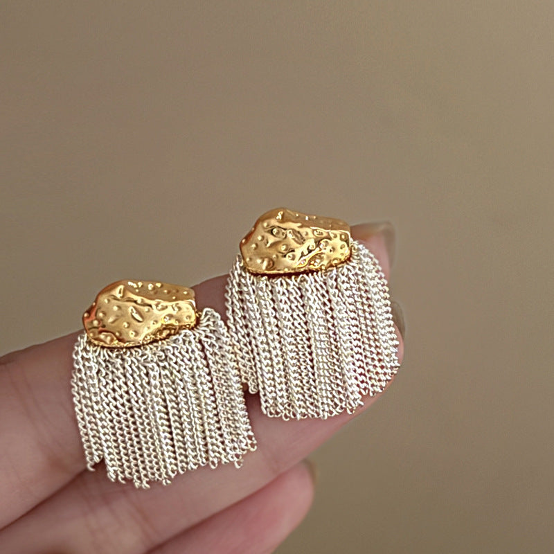 Women's Metal Tassel Eardrops Unique Niche Design Premium Stud Earrings