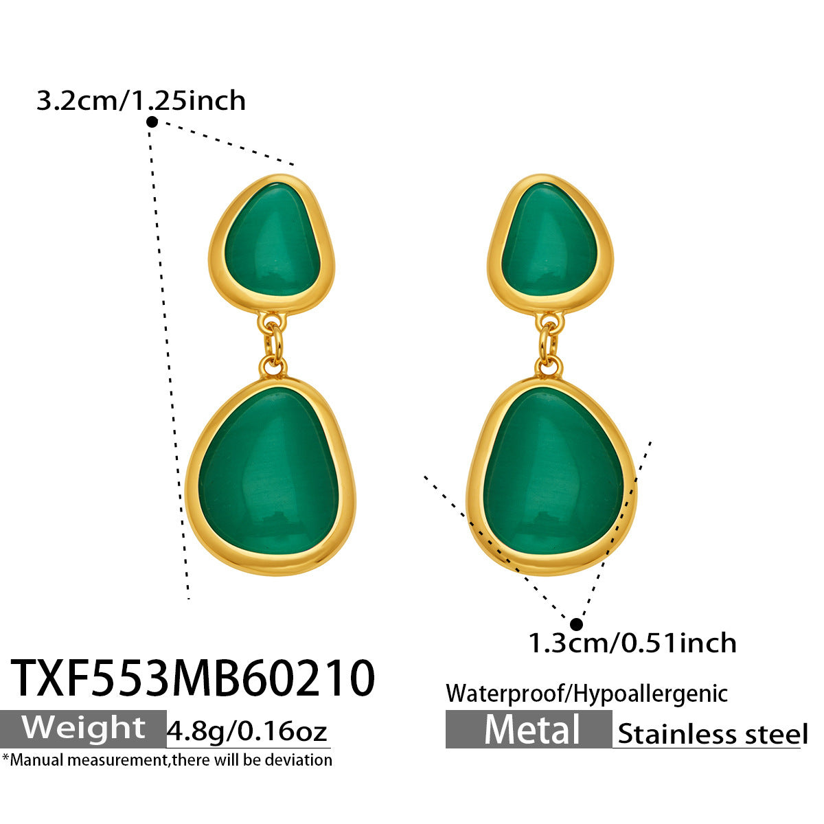 Li Light Luxury Oval Opal Stainless Steel Jewelry Set