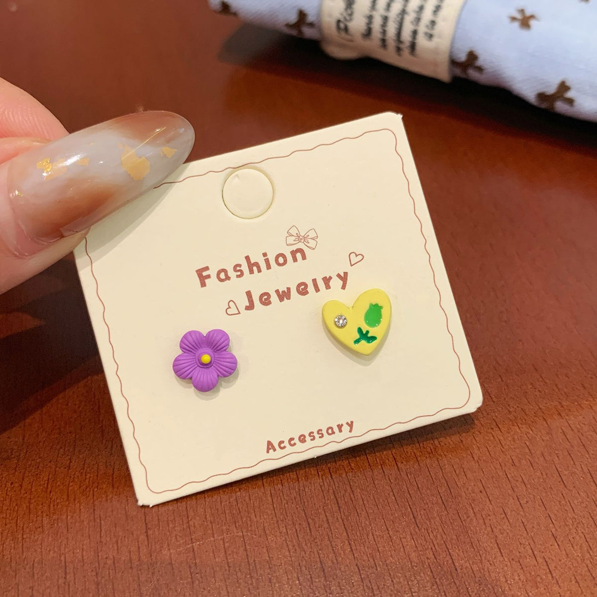 Colorful Fruit Cat Female Sier Needle Cartoon Cute Sweet Design Rings