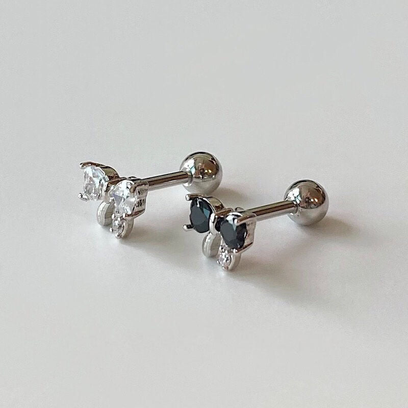 White Zircon Bow Personalized Minority Frosty Style Screw Tightening Rings