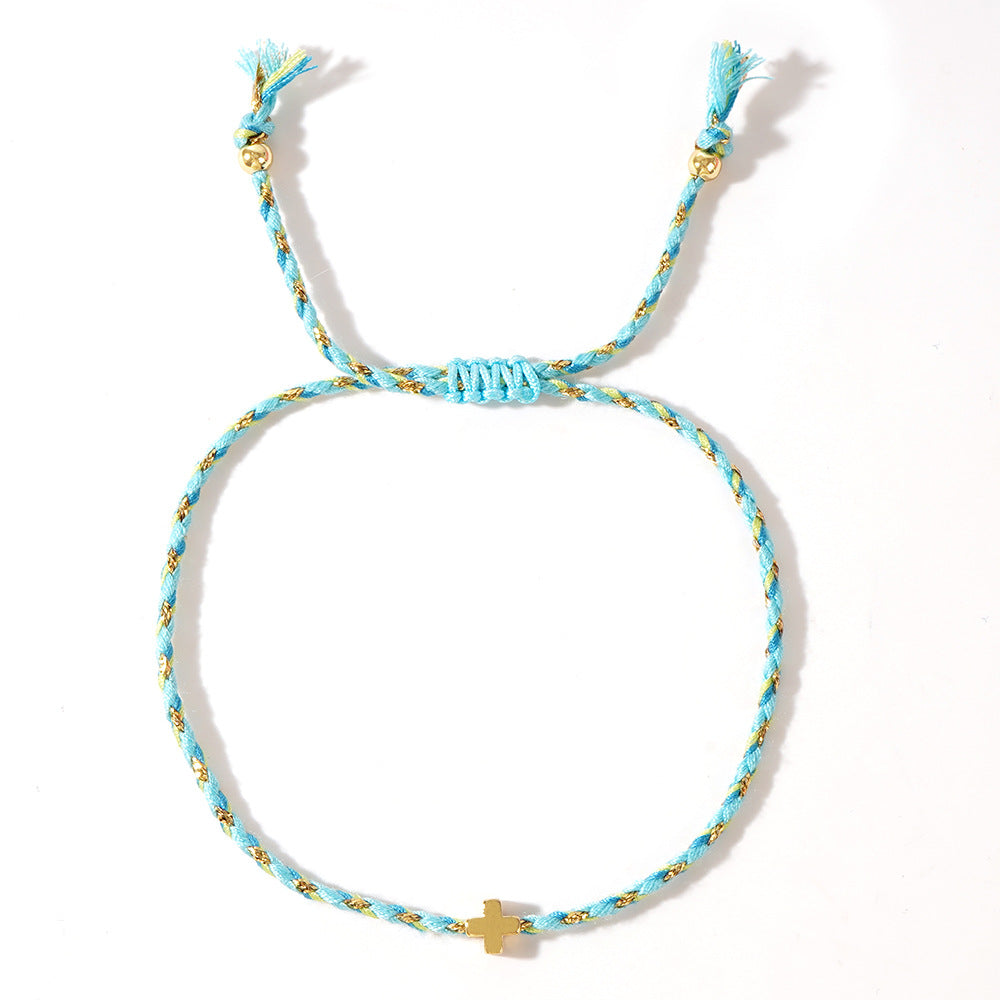 Women's Four-color Cotton Cross Handmade Carrying Strap Couple High Bracelet