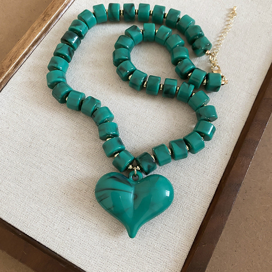 Acrylic Beaded Love Fashion Trend Clavicle Chain Vacation Jewelry Set