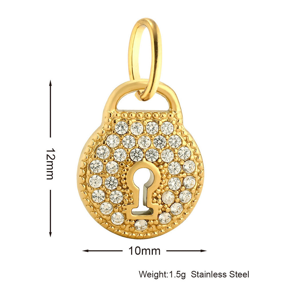 Inlaid Zircon Stainless Steel Gold-plated Cross Pendant