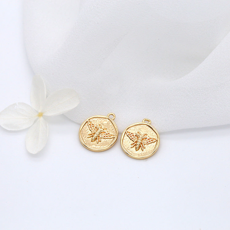 Pure Copper Gold-plated Round Tag Simple Pendant