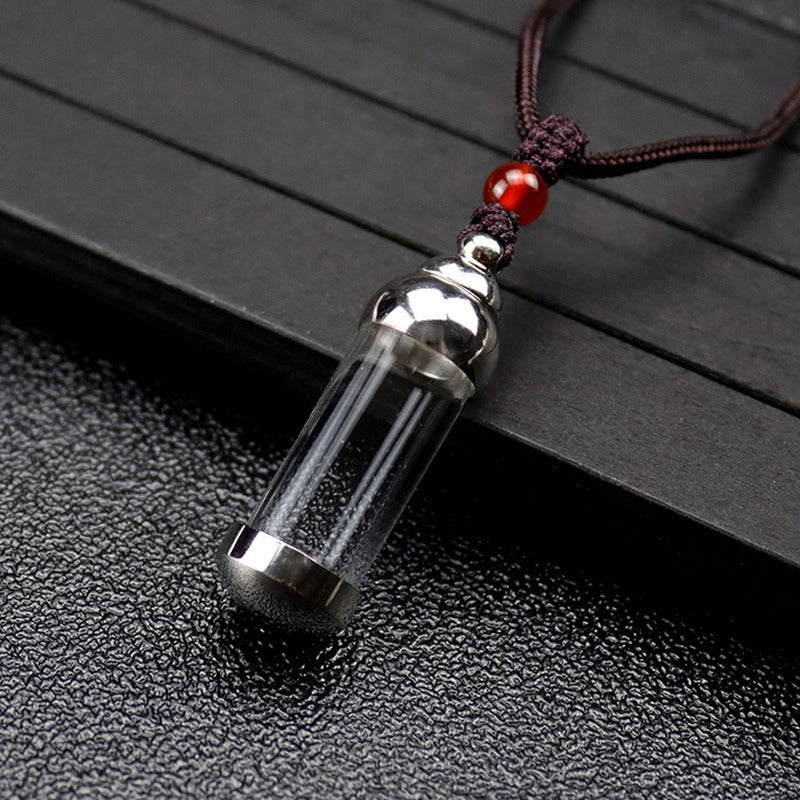 Steel Niche For Buddha Bottle Hollow Open Cinnabar Transparent Necklace