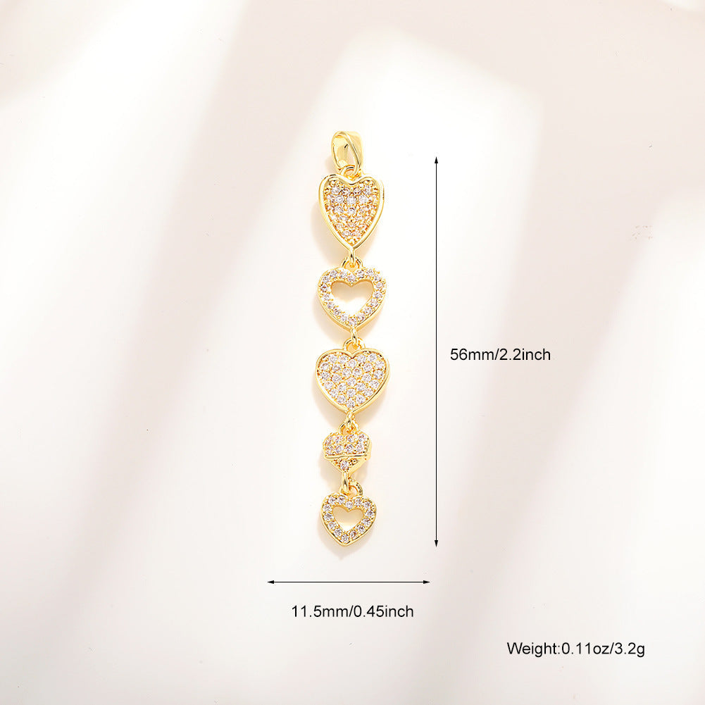 Copper Inlaid Zircon Clover Bow Tassel Love Pendant