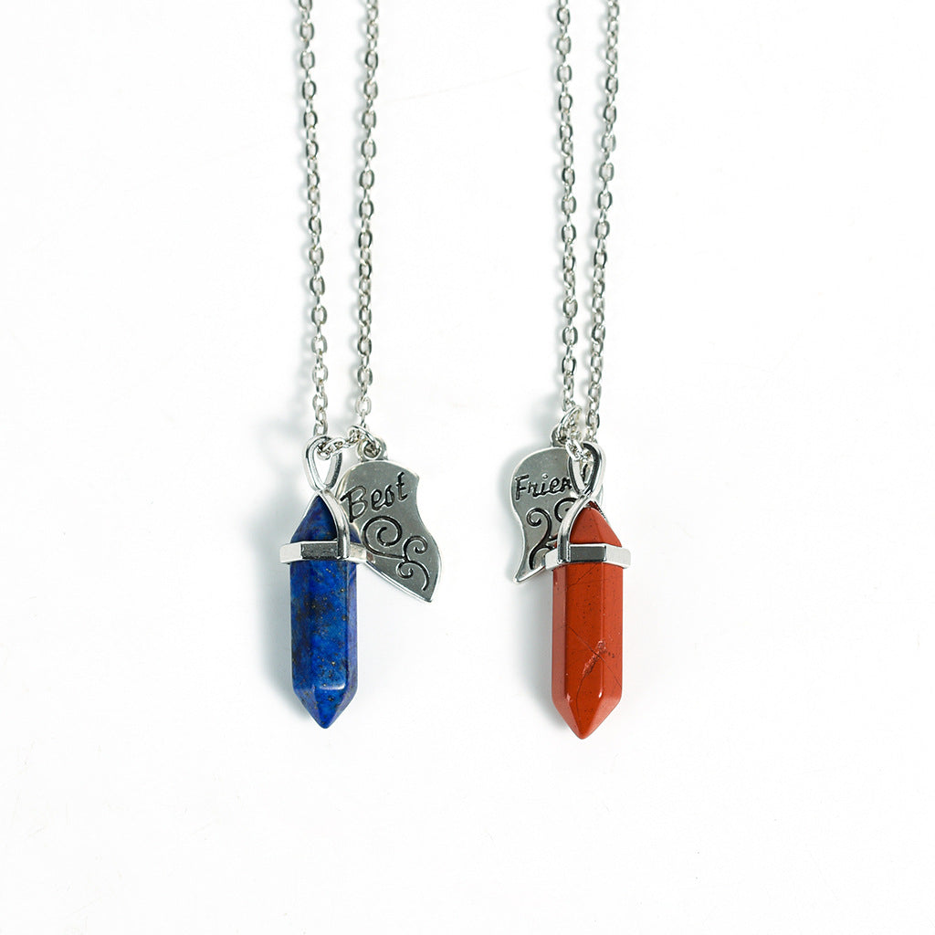Friends Vertical Double Pointed Crystal Column Pendant