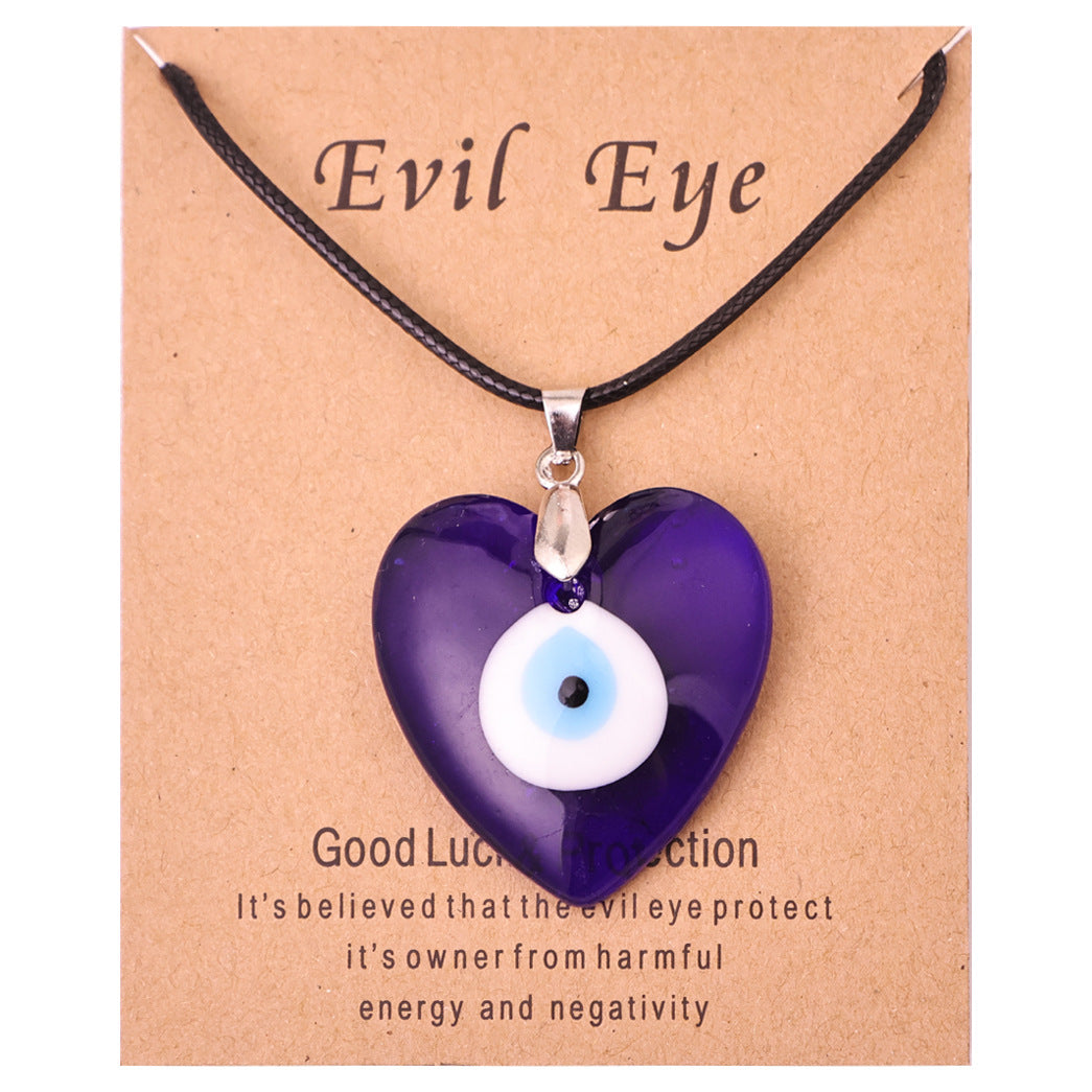 Vintage Blue Glass Devil's Eye Round Necklaces