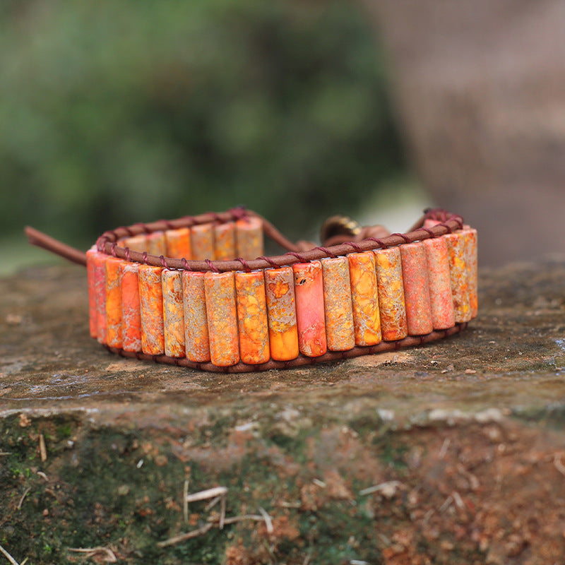 Bohemian Style Natural Stone Lan Di Royal Vintage Hand-woven Bracelet