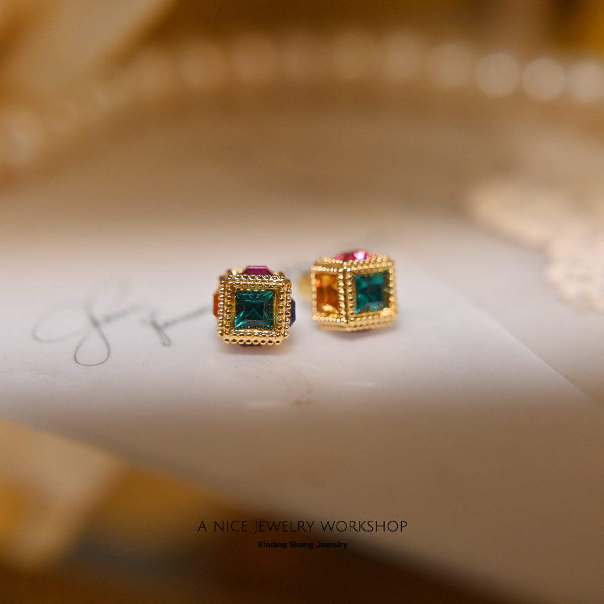 Women's Small Sugar Cube Light Luxury High-grade Sier Pin Stud Earrings