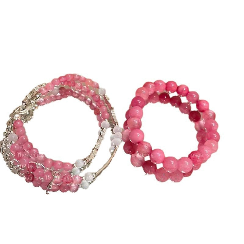 Pink Peach Blossom Crystal Niche High-grade Bracelets