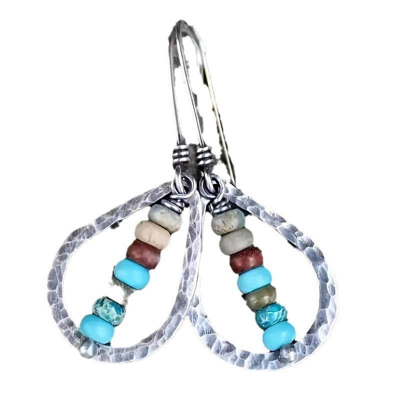 Women's Bohemian Style Vintage Geometric Ear Water Drop Metal Alloy Stud Earrings
