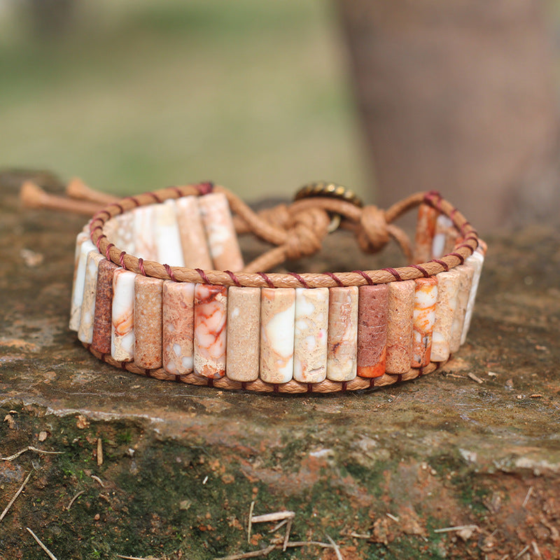 Bohemian Style Natural Stone Lan Di Royal Vintage Hand-woven Bracelet