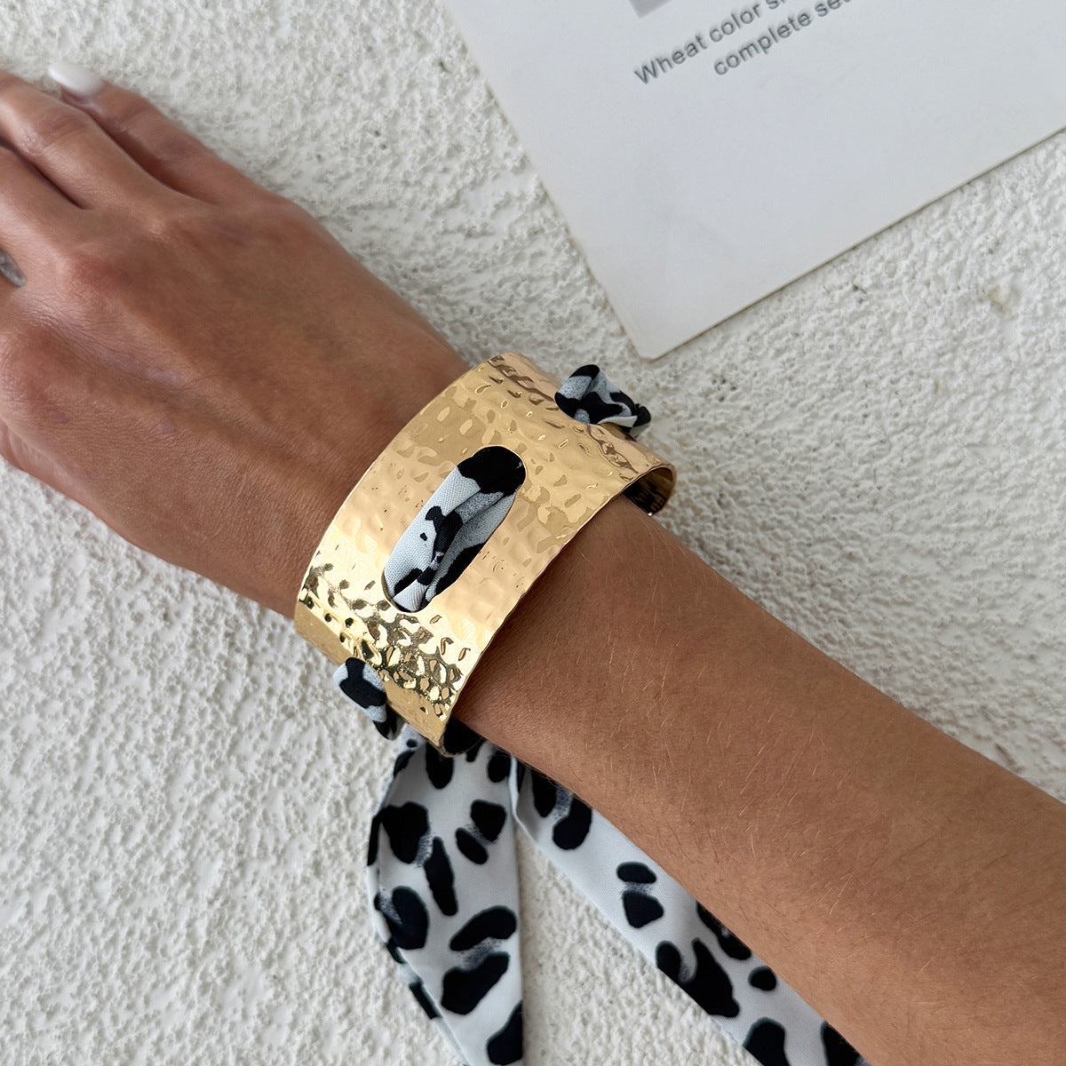 Metal Hammer Pattern Wide Fashion Leopard Colorful Silk Bracelet