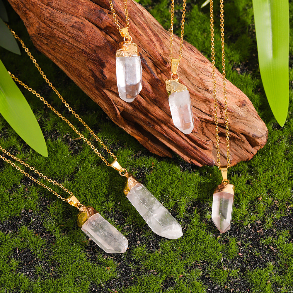 Natural Transparent Crystal Cluster Irregular Rough Stone Tower Sweet Cool Pendant