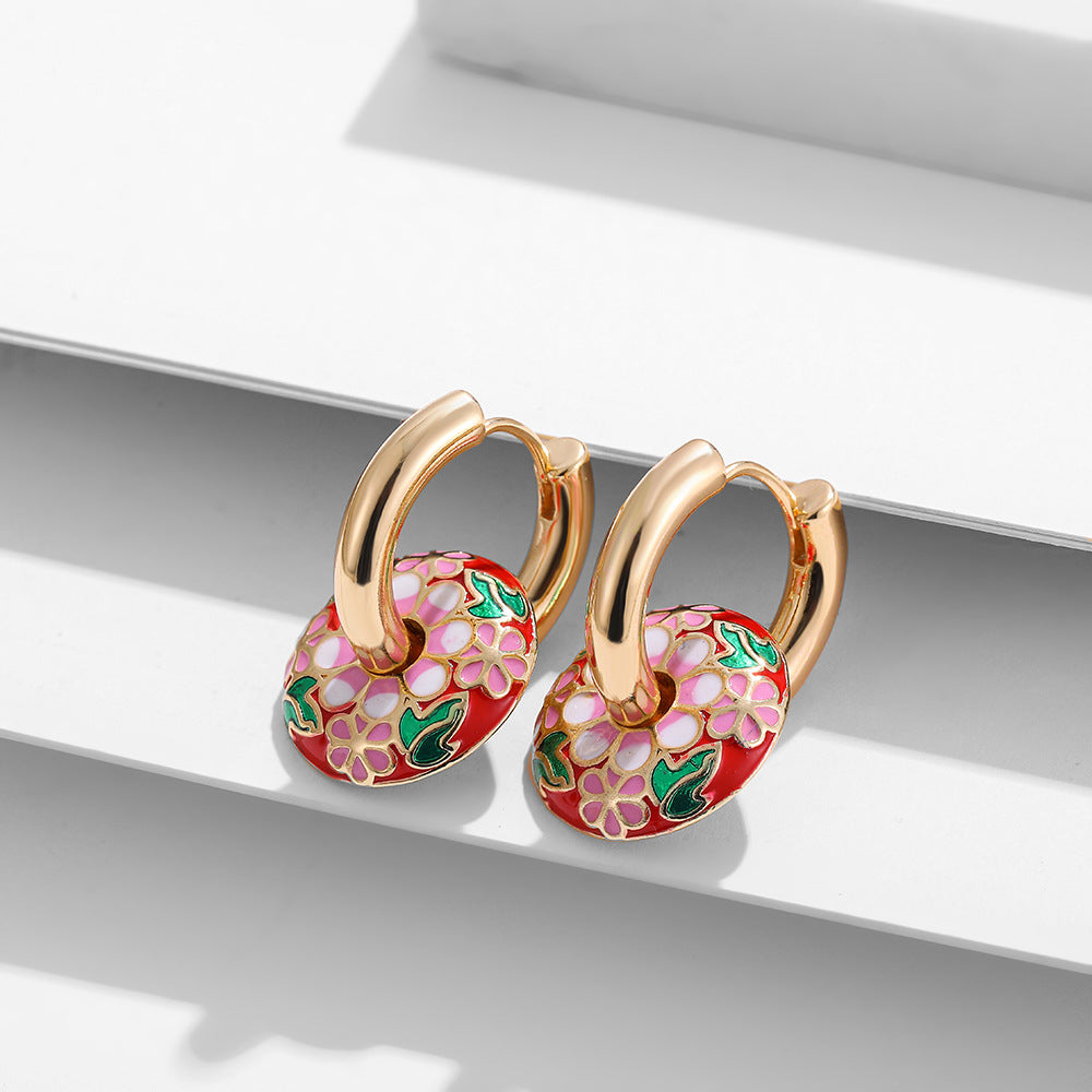 Drip Pattern Circle Ear Clip French Fashionable Niche Design Vintage Earrings