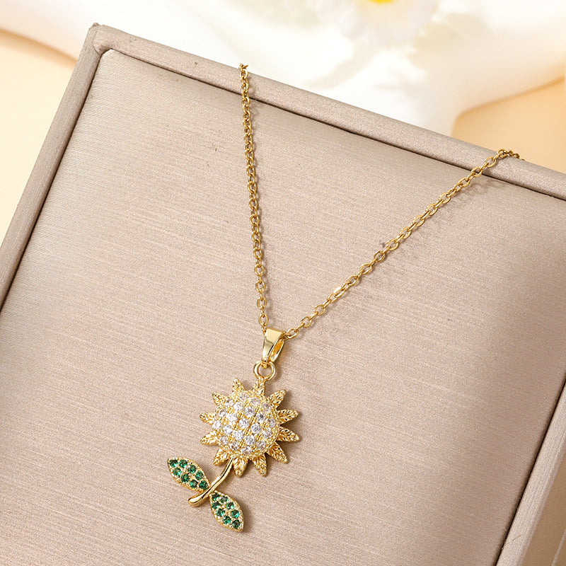 Zircon Flower Minority Fashion Design Temperament Necklace