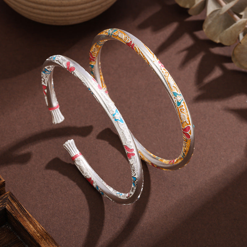 Gold Love Of Butterfly Female Ancient Solid National Style Bracelet