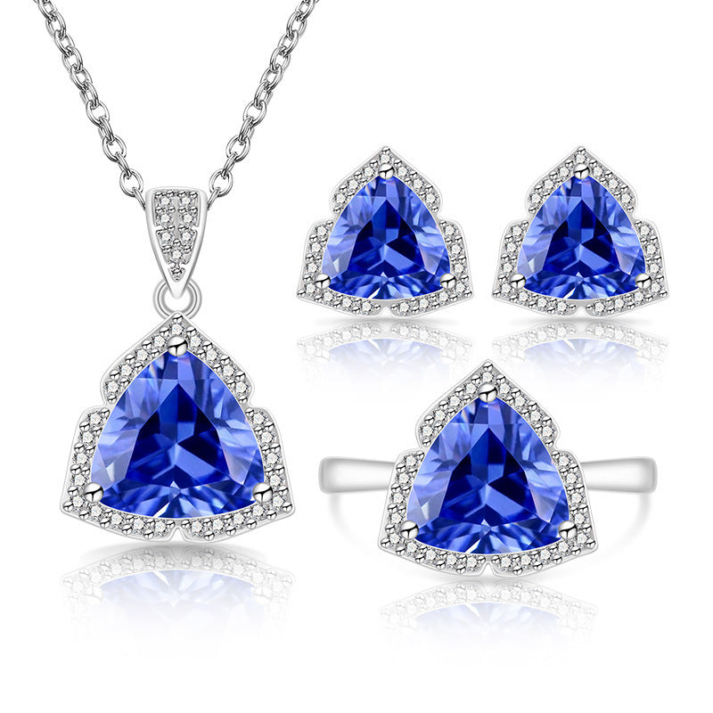 Women's Live Broadcast Fashion Temperament Imitation Natural Colored Gems Zircon Jewelry Set