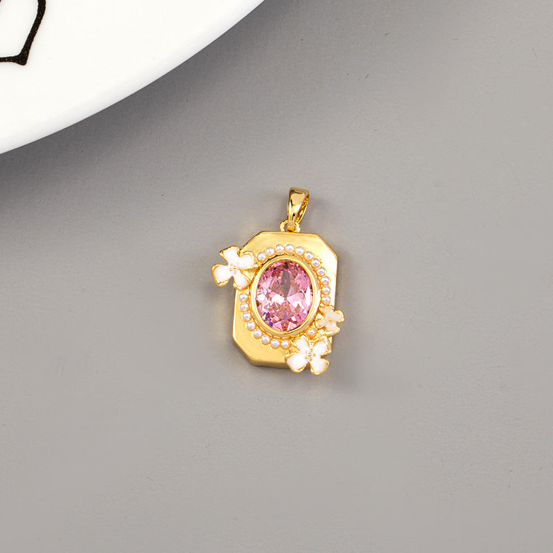 Cool Innovative Single Inlaid Square Gem Pendant