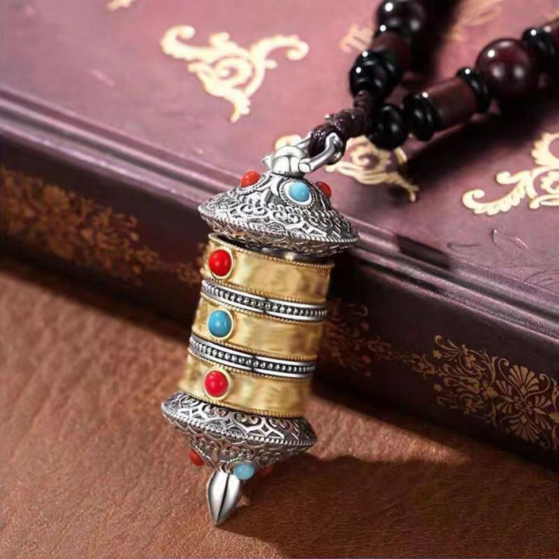 Women's Rotatable Tibetan Lotus Retro Style Advanced Pendant