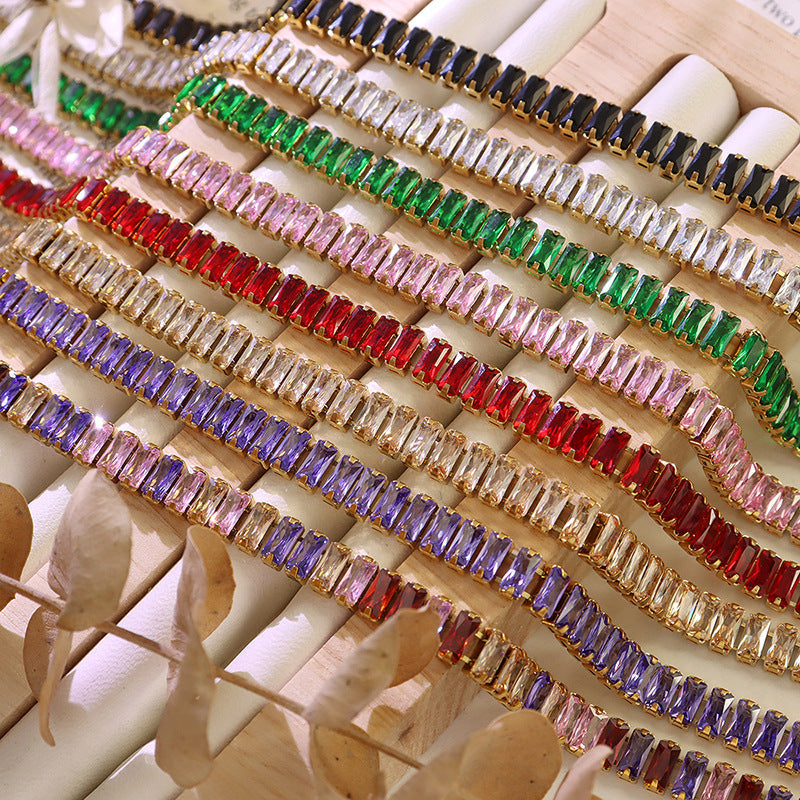 Exaggerated Color Zircon Clavicle Titanium Steel Bracelets