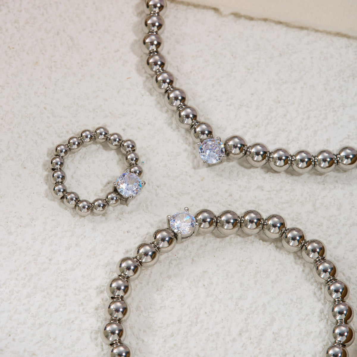 Elegant Retro Pearl Solitaire Three-piece High Sense Ball Jewelry Set