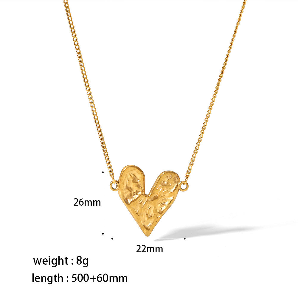 French Retro Light Luxury Design Gold Stainless Steel Lava Love Jewelry Set