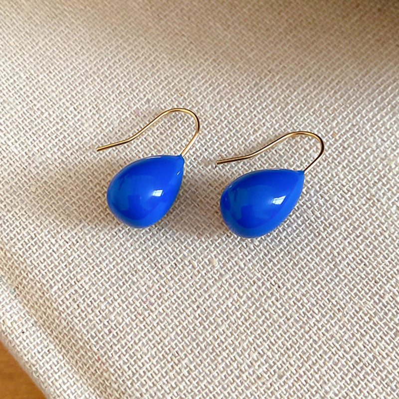 Jardin Monet Blue Glaze Flowers Pipa Pearl Chinese Retro Light Stud Earrings