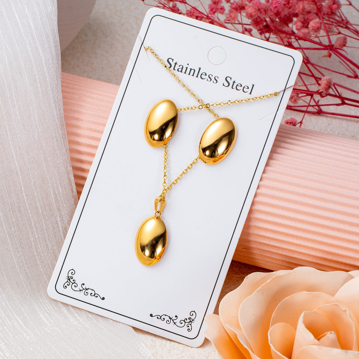 Series Stainless Steel Ear Light Luxury Jewelry Set