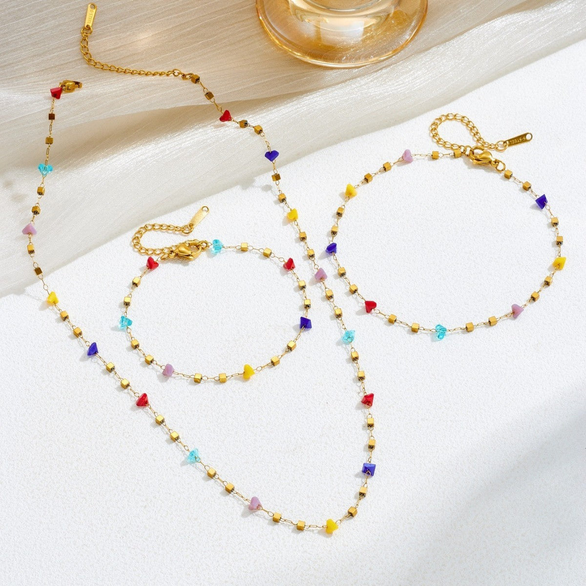 Women's High-grade Stainless Steel Inlaid Zircon Square Necklaces