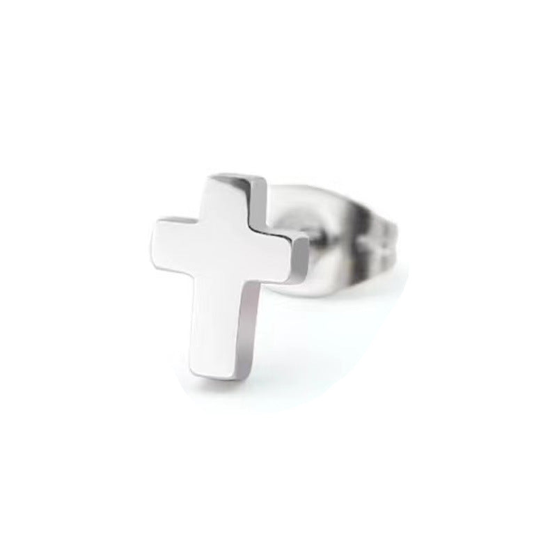 Simple Titanium Steel Ear Cross Bone Graceful Personality Niche Rings