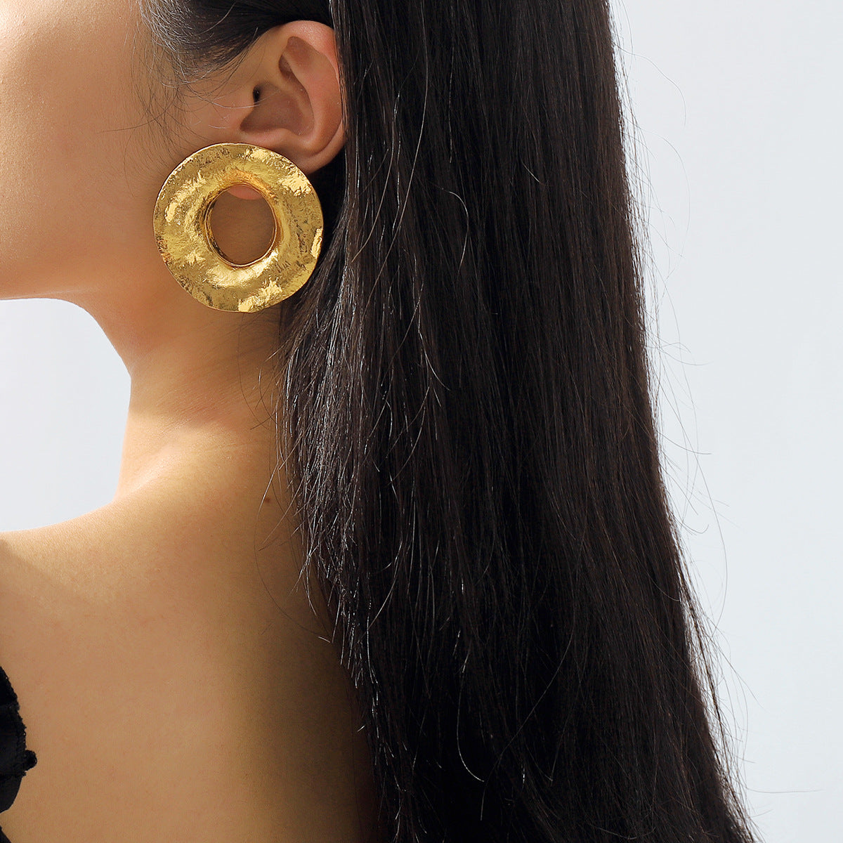 Large Circle Creative Alloy Irregular Geometric Frosty Earrings