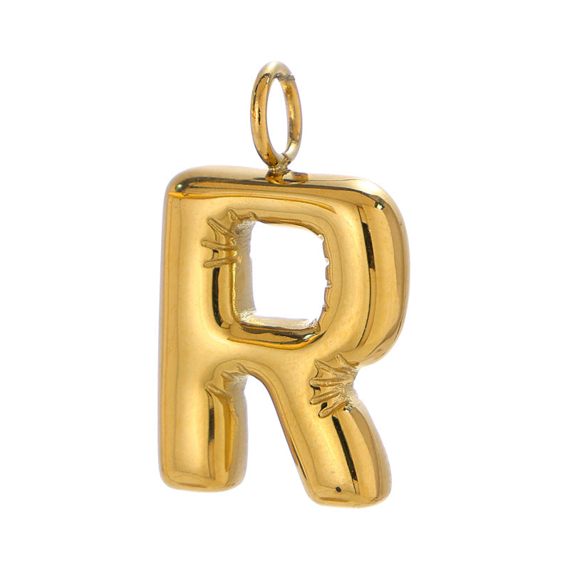 Chubby Bubble English Letter Titanium Steel Gold Pendant