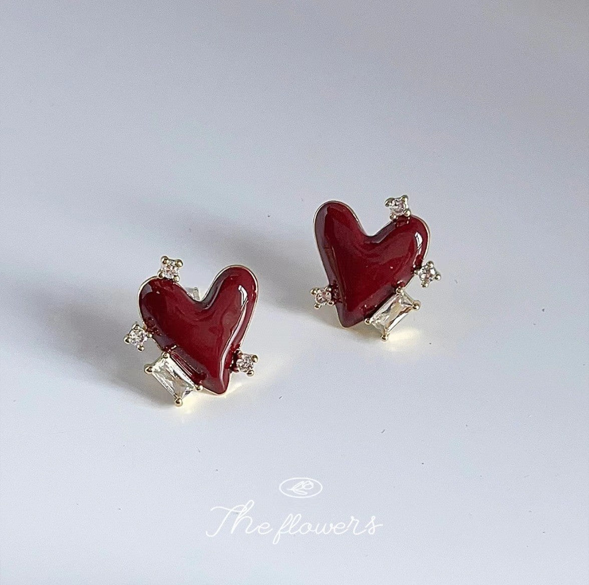 Glazed Love Heart Female French Senior Fashion Stud Earrings