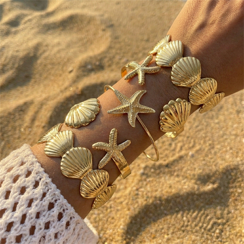 Bohemian Holiday Female Summer Beach Starfish Shell Brace Bracelet