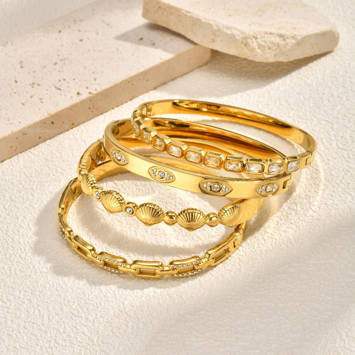 Women's Stainless Steel Devil Eye Shell Geometric Zircon Can Be Bracelet