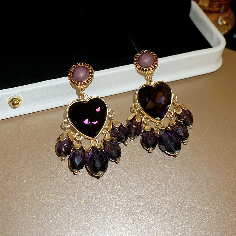 French Royal Style Zircon Geometric Flower Light Luxury High-grade Earrings