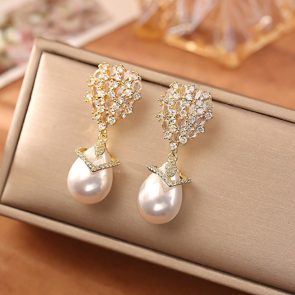 Water Drops Pearl Fashion High Sense Light Luxury Elegant Female Earrings