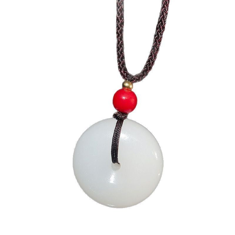 Natural White Jade Safety Buckle Live Pendants