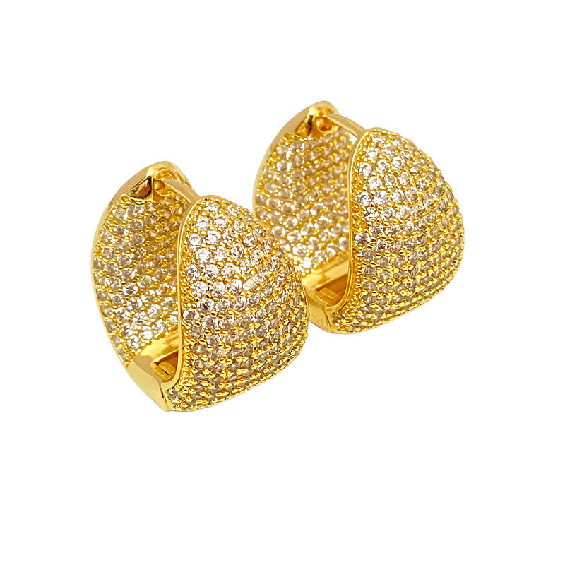 Women's Fashion Micro Inlaid Zircon Ear Clip Style Personality Earrings