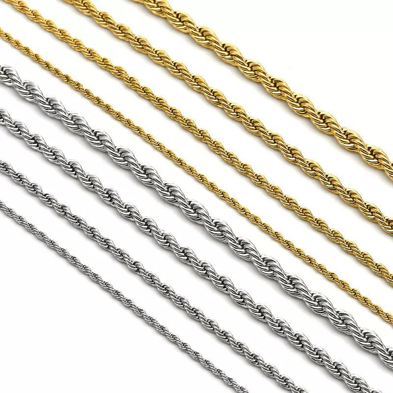 Men's Stainless Steel Hemp Flowers Chain Hip Hop Neutral Titanium Necklace