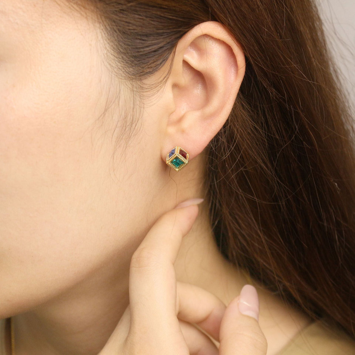 Women's Small Sugar Cube Light Luxury High-grade Sier Pin Stud Earrings